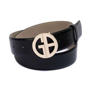 Giani Bernini Women's Signature-Buckle Panel Belt, Black